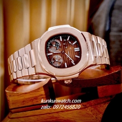 Đồng Hồ Nam Patek Philippe Nautilus Automatic 5 Kim 2 Lịch Rose Gold 40mm