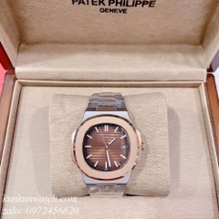 Đồng Hồ Nam Patek Philippe 03 Kim - Quartz - Demi Vàng Hồng Mặt Nâu - 40mm 1