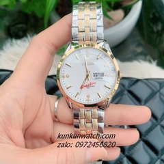 Đồng Hồ Nam Citizen Quartz Đính Đá 4 Mốc Giờ 2 Lịch Demi Mặt Trắng 40mm 1