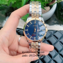 Đồng Hồ Nam Citizen Quartz Đính Đá 4 Mốc Giờ 2 Lịch Demi Mặt Xanh 40mm 1