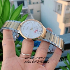 Đồng Hồ Nam Citizen Quartz Đính Đá 4 Mốc Giờ Lịch Ngày Demi Mặt Trắng 40mm