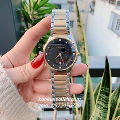 Đồng Hồ Nam Citizen Quartz Đính Đá 4 Mốc Giờ Lịch Ngày Demi Mặt Đen 40mm 1