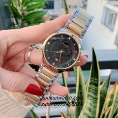 Đồng Hồ Nam Citizen Quartz Đính Đá 4 Mốc Giờ Lịch Ngày Demi Mặt Đen 40mm