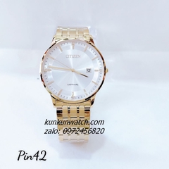 Đồng Hồ Nam Citizen Quartz Đính Đá 4 Mốc Giờ Lịch Ngày Gold Mặt Trắng 42mm 1