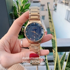 Đồng Hồ Nam Citizen Quartz Đính Đá 4 Mốc Giờ Lịch Ngày Gold Mặt Xanh 40mm 1