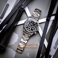 Đồng Hồ Nam Rolex Cosmograph Daytona Automatic 6 Kim Silver Mặt Đen 40mm