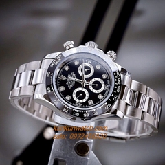 Đồng Hồ Nam Rolex Cosmograph Daytona Automatic 6 Kim Silver Mặt Đen 40mm