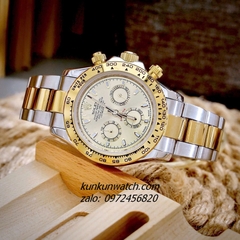 Đồng Hồ Nam Rolex Cosmograph Daytona Automatic 6 Kim Demi Mặt Vàng 40mm