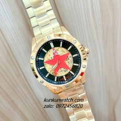 Đồng Hồ Nam Olym Pianus 3806G Họa Tiết Ngôi Sao, Nền Lộ Cơ, Đính Đá Gold Mặt Đen 41mm 1
