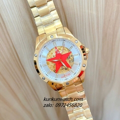 Đồng Hồ Nam Olym Pianus 3806G Họa Tiết Ngôi Sao, Nền Lộ Cơ, Đính Đá Gold Mặt Trắng 41mm 1
