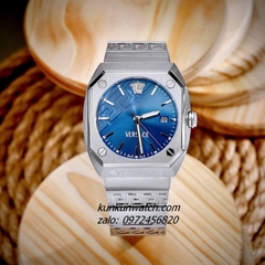 Đồng Hồ Nam Versace Antares Silver Mặt Xanh Vuông 41.5 x 44mm