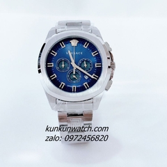 Đồng Hồ Nam Versace Geo Chronograph 6 Kim Blue Silver Size 43mm 1