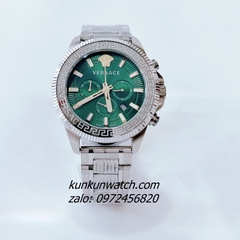 Đồng Hồ Nam Versace Greca Action Chronograph 6 Kim Green Silver Size 45mm 1