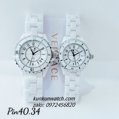 Đồng Hồ Nữ Chanel J12 Đính Đá 12 Mốc Giờ Dây Đá Ceramic Trắng 34mm - 40mm