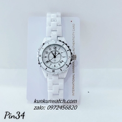 Đồng Hồ Nữ Chanel J12 Đính Đá 12 Mốc Giờ Dây Đá Ceramic Trắng 34mm - 40mm