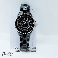Đồng Hồ Nữ Chanel J12 Đính Đá 12 Mốc Giờ Dây Đá Ceramic Đen 34mm - 40mm