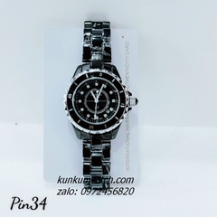 Đồng Hồ Nữ Chanel J12 Đính Đá 12 Mốc Giờ Dây Đá Ceramic Đen 34mm - 40mm