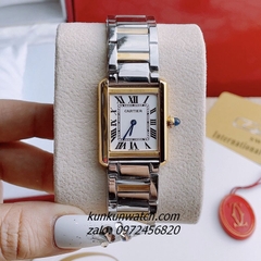 Đồng Hồ Nam Cartier 2 Kim Mặt La Mã Vuông Demi Quartz 32mm 1