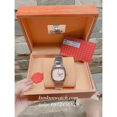 Đồng Hồ Nữ Omega Seamaster Mặt Vuông Hồng 36mm