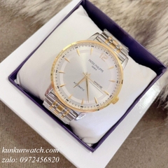 Đồng Hồ Nam Patek Philippe 02 Lịch - Automatic - Demi Mặt Trắng - 42mm