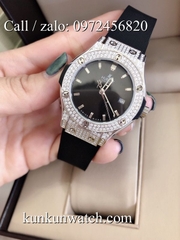 Đồng Hồ Nữ Hublot HLNSR021 - Dây Cao Su Đen Mặt Đen - 34mm