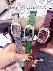 Đồng Hồ Nữ Hublot BigBang Spiri HLNSR056 - Dây Cao Su Đỏ Tía - 34mm