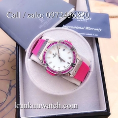 Đồng Hồ Nữ Hublot HLNSV019 - Dây Hồng Mặt Trắng Vỏ Bạc - 34mm