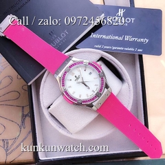 Đồng Hồ Nữ Hublot HLNSV019 - Dây Hồng Mặt Trắng Vỏ Bạc - 34mm