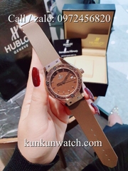 Đồng Hồ Nữ Hublot HLNSV016 - Dây Nâu Mặt Nâu Vỏ Vàng Hồng - 34mm