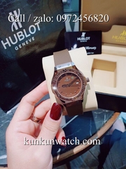 Đồng Hồ Nữ Hublot HLNSV016 - Dây Nâu Mặt Nâu Vỏ Vàng Hồng - 34mm