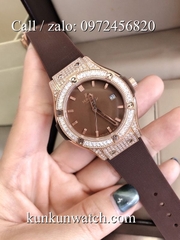 Đồng Hồ Nữ Hublot HLNSV032 - Dây Cao Su Nâu - 34mm