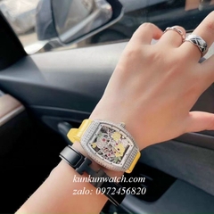 Đồng Hồ Nữ Franck Muller V32 - ABF Nền Lộ Máy, Hoa Văn - Dây Vàng - 32 x 42mm