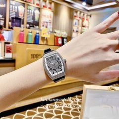 Đồng Hồ Nữ Franck Muller Vanguard V32 - Dây Đen ( Vỏ Bạc Viền Trắng ) - 32 x 42mm