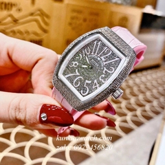 Đồng Hồ Nữ Franck Muller Vanguard V32 - Dây Hồng ( Vỏ Bạc ) - 32 x 42mm