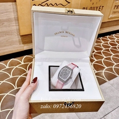 Đồng Hồ Nữ Franck Muller Vanguard V32 - Dây Hồng ( Vỏ Bạc ) - 32 x 42mm