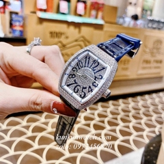 Đồng Hồ Nữ Franck Muller Vanguard V32 - Dây Xanh Dương ( Vỏ Bạc ) - 32 x 42mm