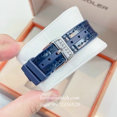 Đồng Hồ Nữ Franck Muller Vanguard V32 - Dây Xanh Dương ( Vỏ Bạc ) - 32 x 42mm