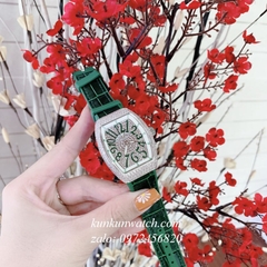 Đồng Hồ Nữ Franck Muller Vanguard V32 - Dây Xanh Mộc ( Vỏ Bạc ) - 32 x 42mm