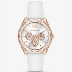 Đồng Hồ Nữ Michael Kors MK6945 Đính Đá 6 Kim Dây Silicone Trắng 40mm 1