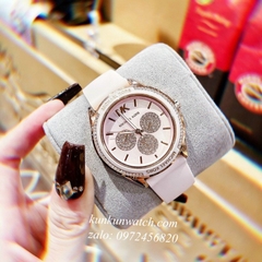 Đồng Hồ Nữ Michael Kors MK6946 Đính Đá 6 Kim Dây Silicone Hồng 40mm