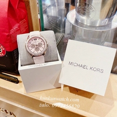 Đồng Hồ Nữ Michael Kors MK6946 Đính Đá 6 Kim Dây Silicone Hồng 40mm