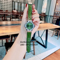 Đồng Hồ Nữ Hublot Classic Fusion Đính Đá Lịch Ngày Dây Silicone Da Vân Xanh Rêu Silver 30mm