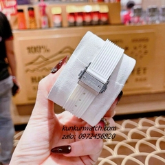 Đồng Hồ Nữ Hublot BigBang Spiri Đính Viền Đá Dây Silicone Trắng Silver Mặt Vuông 28 x 30mm