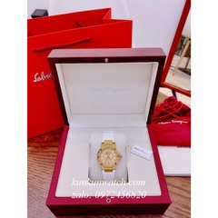 Đồng Hồ Nữ Salvatore Ferragamo F80 Dây Silicone Trắng Gold 33mm