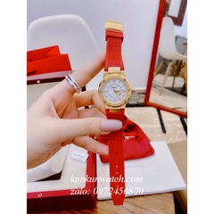 Đồng Hồ Nữ Salvatore Ferragamo F80 Dây Silicone Đỏ Sậm Mặt Trắng Gold 33mm