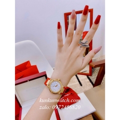 Đồng Hồ Nữ Salvatore Ferragamo F80 Dây Silicone Đỏ Sậm Mặt Trắng Gold 33mm