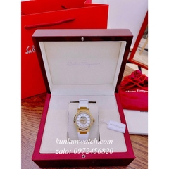 Đồng Hồ Nữ Salvatore Ferragamo F80 Đính Pha Lê Trắng Xanh Lá Dây Silicone Trắng 33mm