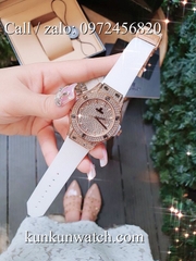 Đồng Hồ Nữ Hublot HLNSR034 - Dây Cao Su Trắng Vỏ Vàng Hồng - 34mm
