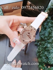 Đồng Hồ Nữ Hublot HLNSR034 - Dây Cao Su Trắng Vỏ Vàng Hồng - 34mm