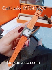 Đồng Hồ Nữ Hermes Heure H HMND023 - Dây Da Cam - Mặt Viền Hạt - 26mm